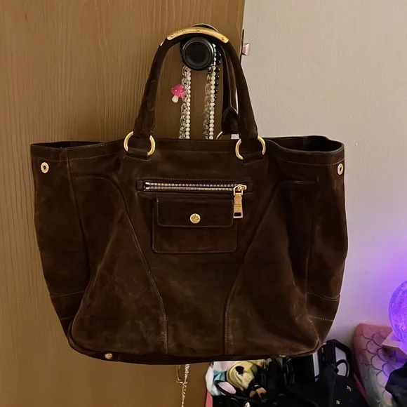 Prada suede scamosciato tote mogano - Picture 10 of 16